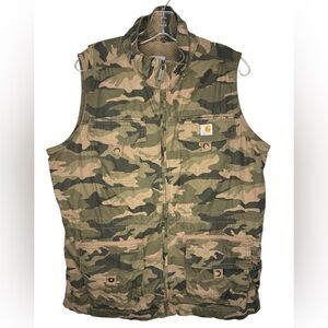 Carhartt Women’s Camo Utility Vest XL Cotton Zip Front Workwear